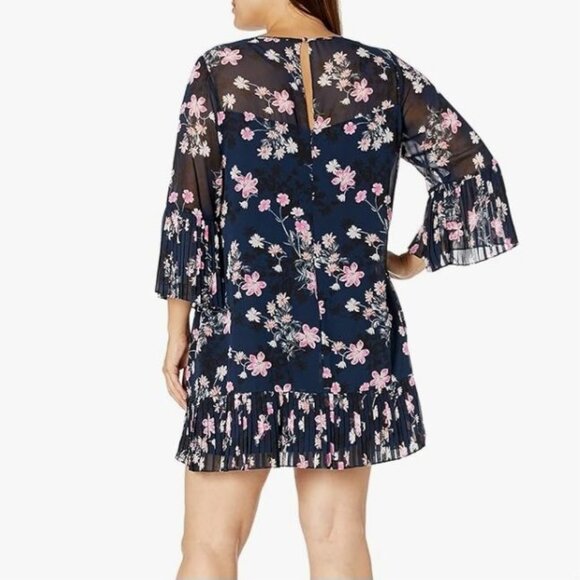 Eliza J Floral Print Bell Sleeve Dress in Navy Blue & Pink, Size‎ 8, NWT - Picture 6 of 14